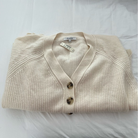 NWT Madewell Ribbed Lyle Henley Sweater Cream Large - Picture 5 of 10